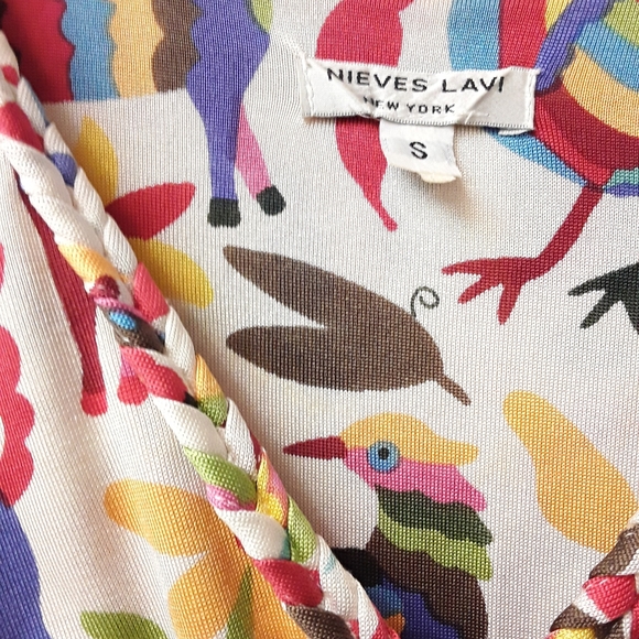 Nieves Lavi Anthro Animal Print Shirt Boho Silk - Picture 3 of 8